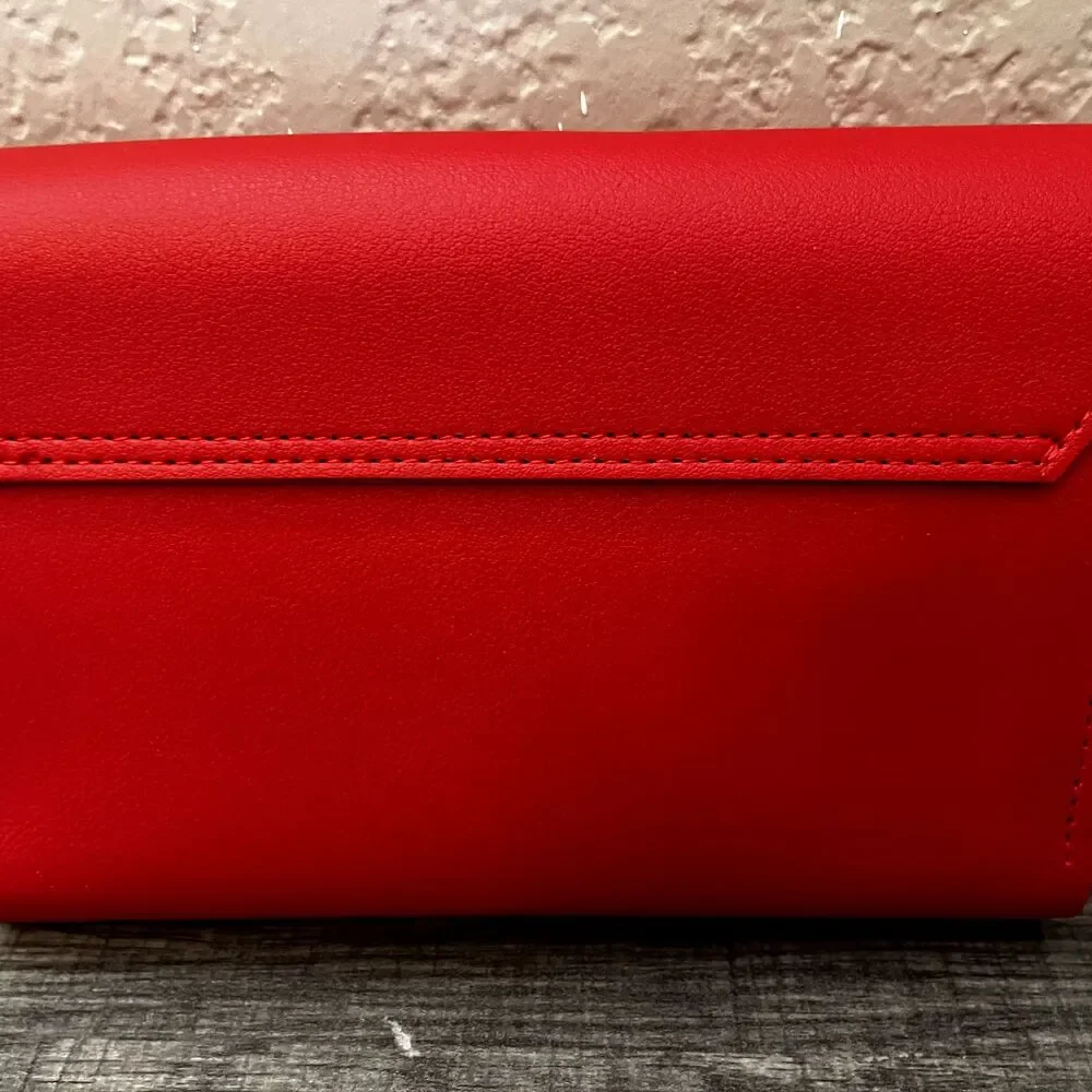 Wallet Clutch Forever Lovely Design Madley Red Faux Leather Crossbody Purse NWOT